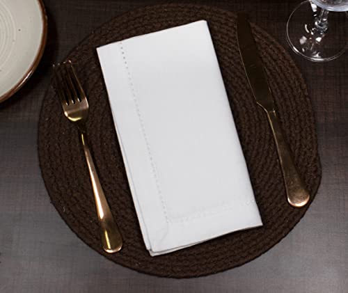 18x18 Inch Cotton Cloth Napkins - Set of 12 Washable White Dinner Napkins