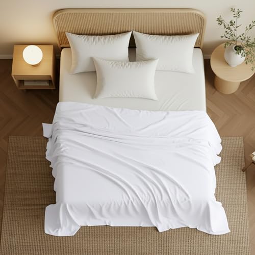 Utopia Bedding Queen Size Flat Sheet - Soft Brushed Microfiber, White