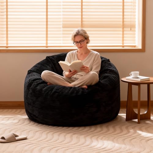 3ft Memory Foam Bean Bag Chair with Removable Washable Plush Cover - Black
