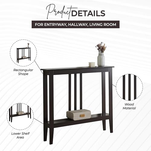 Narrow Console Table with Storage Shelf, 36-Inch Slim Entryway Sofa Table