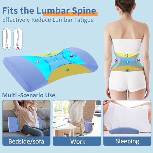 Cooling Gel Lumbar Support Pillow for Bed Lower Back Pain Relief - Memory Foam