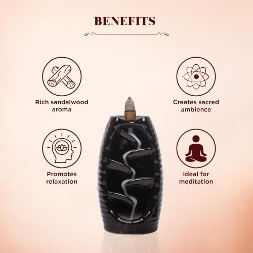 Sandalwood Backflow Incense Cones - 40 Pack for Aromatherapy and Relaxation