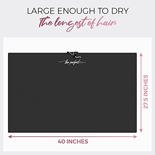 THE PERFECT HAIRCARE Black Microfiber Hair Towel Wrap - Large Fast Drying, Anti-Frizz, Super Absorbent for Women