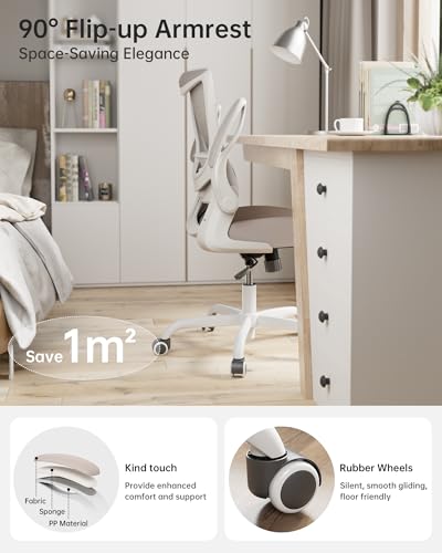 Ergonomic Mesh Office Chair with Adjustable Lumbar Support and Flip-Up Arms