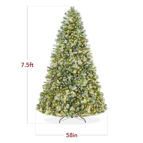 7.5ft Pre-Lit Frosted Scotch Pine Artificial Christmas Tree w/ LED Lights