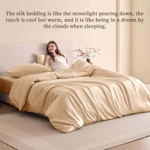 King Silk Duvet Cover - 100% Mulberry Silk, Breathable & Luxury