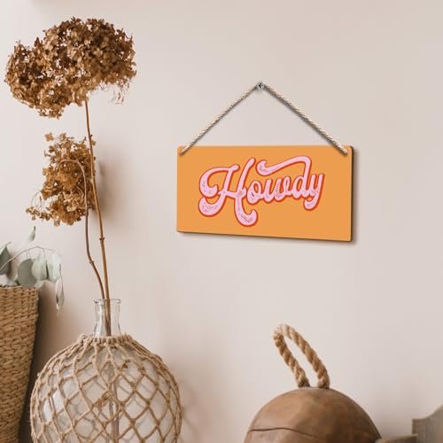 Howdy Western Wooden Hanging Sign 12x6 Inch Wall Decor for Home Office