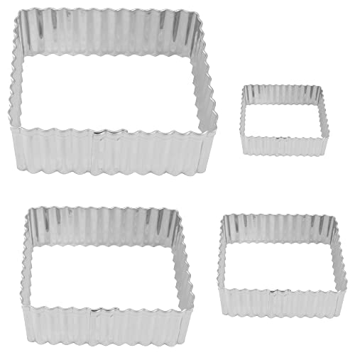 R&M Fluted Rectangle 4-Piece Cookie Cutter Set – Graduated Steel Bakeware (Rectangle)