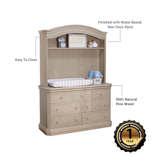 Universal Nursery Dresser Hutch with Adjustable Shelving