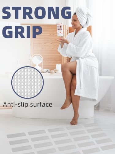 Secopad Clear Non-Slip Bathtub Stickers (12 Pack, 2.4x8 in) with Scraper