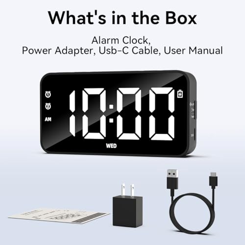 Digital Alarm Clock with Dual Alarms, Adjustable Volume, and Backup Battery