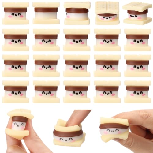 20 Pcs S'mores Marshmallow Stress Balls, Soft Fidget Squeeze Toys