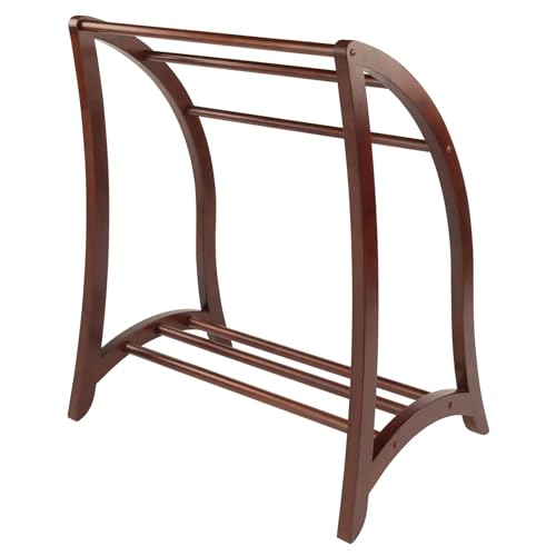 Wooden Blanket Rack 36 Inch - Brown, Freestanding Quilt & Towel Organizer
