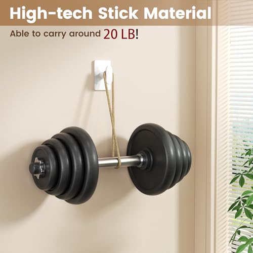 Adhesive Towel Hooks, 20lb Heavy Duty Wall Hangers - White 4 Pack