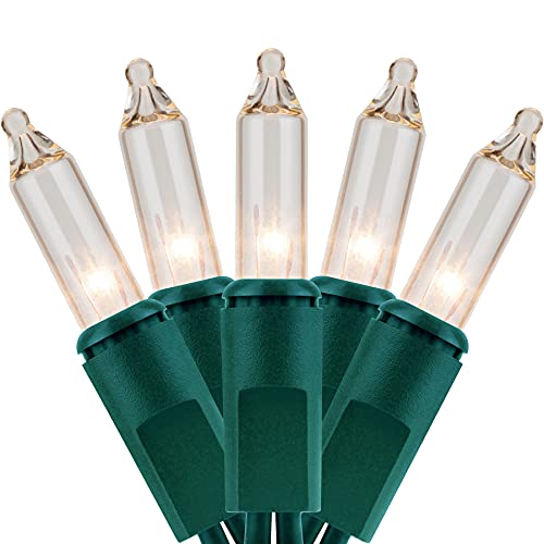 YULETIME 200 Clear Christmas String Lights, 2-Pack 21 ft Green Wire - UL Certified