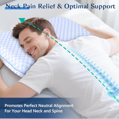 Iwacool Ultra Slim Cooling Memory Foam Pillow for Stomach & Back Sleepers