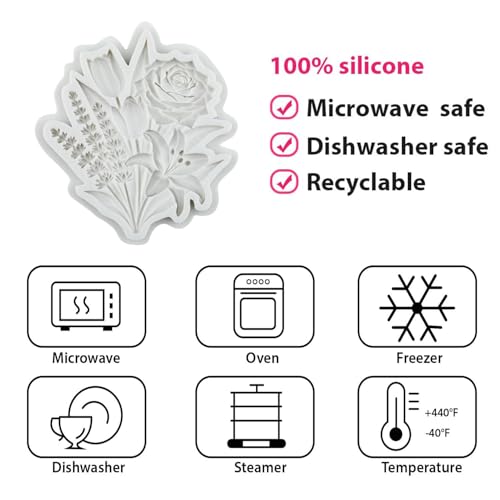 QDMOLDS Flower Silicone Mold Lavender Tulip Rose Lily - Style I