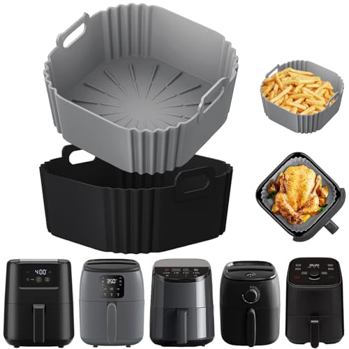 2-Pack Square Silicone Air Fryer Liners for 1-2.1QT Mini Air Fryers