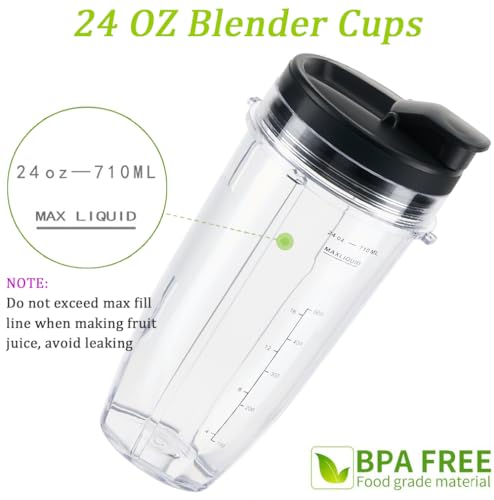 24oz Blender Replacement Cups with Sip & Seal Lids, 2-Pack