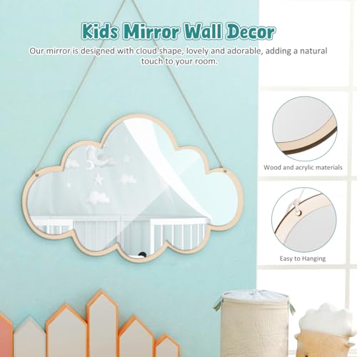 Cloud Shaped Shatterproof Acrylic Mirror for Kids Room - 15x10 Inch