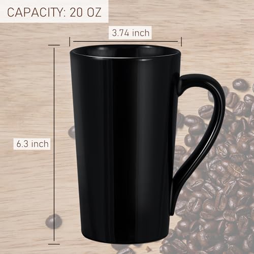 YINUOWEI Black 2-Pack 20oz Ceramic Coffee Mugs Set Large Tall with Handle