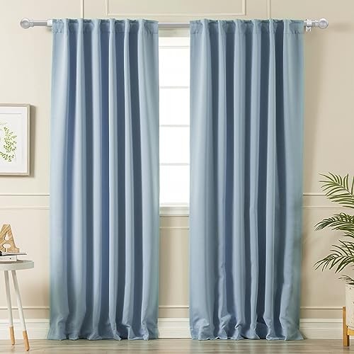 Adjustable Silver Curtain Rod, 32 to 48 Inch Stainless Steel Drapery Rod