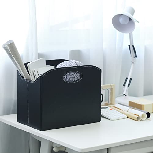 Foldable PU Leather Magazine Rack - Decorative Floor Book Storage Organizer
