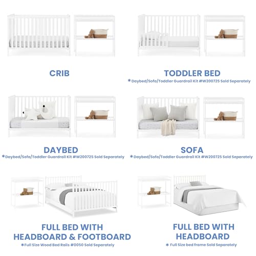 6-in-1 Convertible Baby Crib and Changing Table Nursery Set, White
