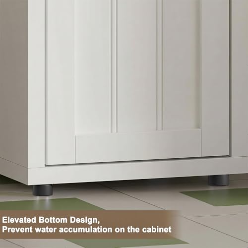 Tall Narrow Bathroom Storage Cabinet with Drawer and Adjustable Shelves