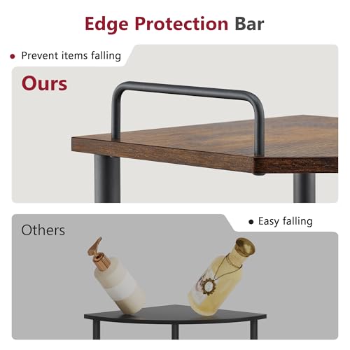 3-Tier Industrial Corner Shelf, Rustic Brown Standing Storage Unit