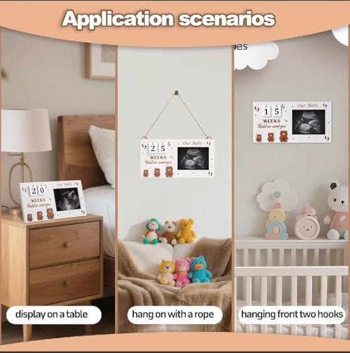 Baby Sonogram Picture Frame with Weeks Countdown & Inkless Handprint Kit