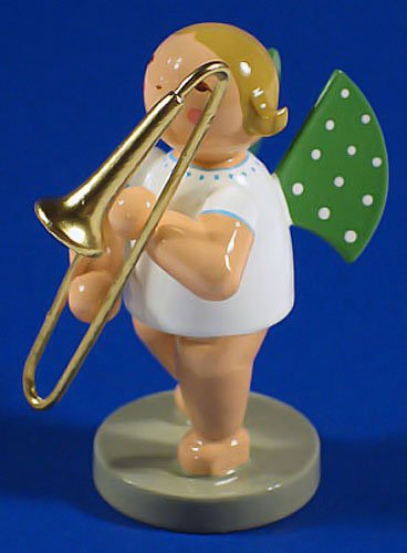 Wendt & Kühn Hand-Painted German Angel Figurine with Trombone, Collectible Decor