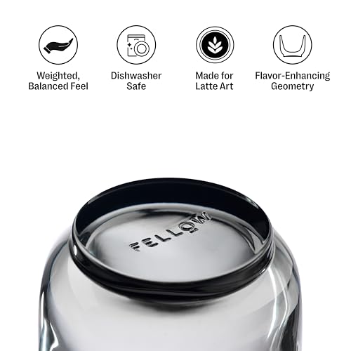 Fellow Pirch Cortado Glasses 4.5 oz Smoke Set of 2 - Weighted Soda Lime Glass Coffee Cups