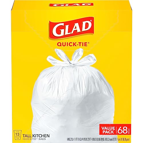 Unscented 13 Gallon Tall Kitchen Trash Bags - Quick-Tie Flaps, 68 Count