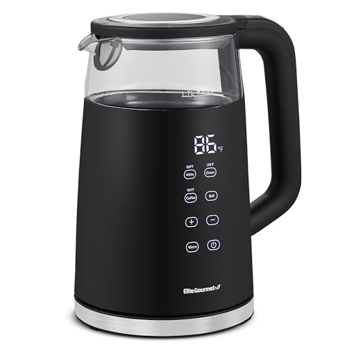 Elite Gourmet 1.8 Quarts Dual-Wall Cool-Touch Electric Tea Kettle with Touchscreen