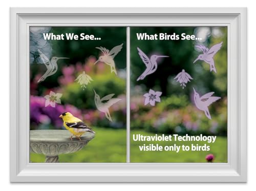 Hummingbird Anti-Collision Decals - UV-Reflective Window Clings (4 Pack)