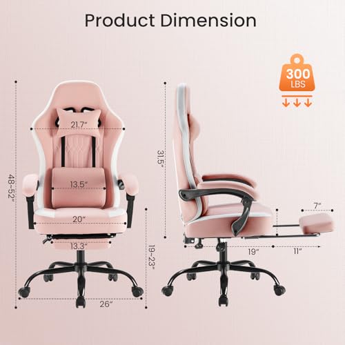 Ergonomic Gaming Chair with Footrest, Adjustable Lumbar Support & Headrest