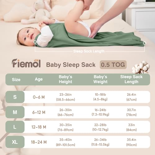 100% Cotton Baby Sleep Sack 3-Pack - 0.5 TOG Wearable Blanket with 2-Way Zipper