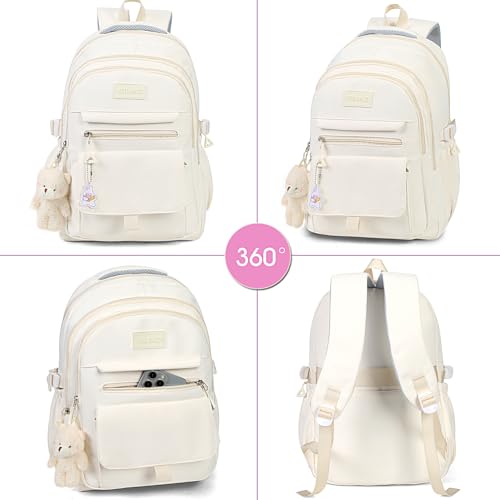 Cute Aesthetic School Backpack for Girls - Teen Bookbag with Accessories