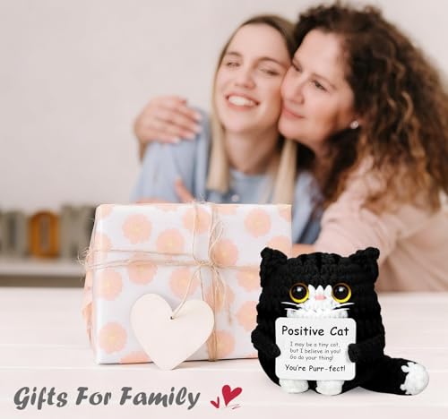 Handmade Emotional Support Crochet Cat - Cute Stuffed Yarn Animal Desk Decor
