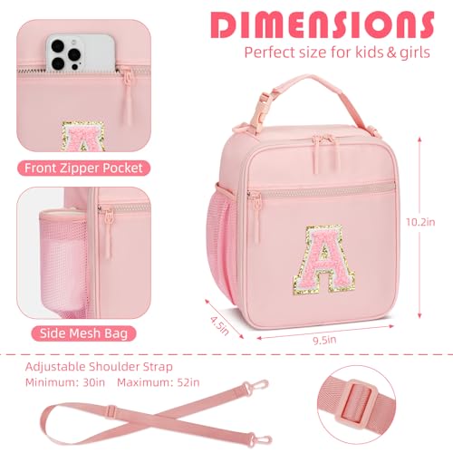 Kids Initial Insulated Lunch Bag - Reusable Leak-Proof Lunch Box for Girls