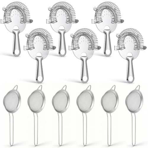 12 Pack Stainless Steel Cocktail Strainers Set - Fine Mesh & Bar Tools