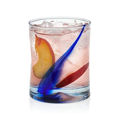 Libbey Blue Ribbon Impressions Rocks Glasses Set of 4, 12.5 oz Drinking Glassware