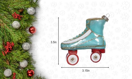 Set of 2 Glass Roller Skate Ornaments for Christmas Tree
