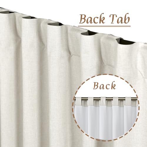 100% Blackout Linen Textured Thermal Curtains - 52x63 In, Set of 2 (Ivory)