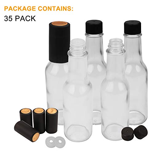 35 Pack 5oz Hot Sauce Bottles with Lids and Shrink Capsules