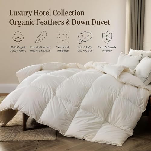 BPC Organic Feather Down Comforter - Full Size Lightweight Duvet Insert