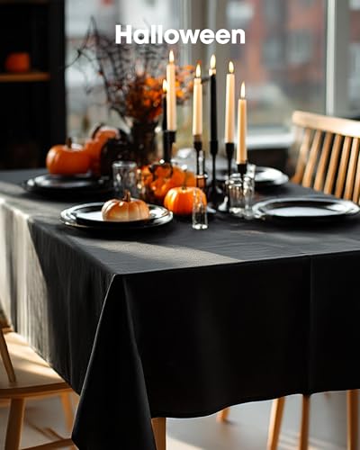 Black Rectangle Polyester Tablecloth 60 x 84 Inch - Washable Cover