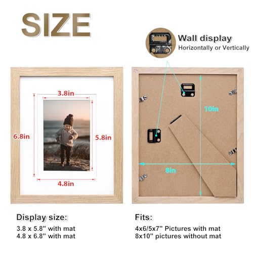 Natural Solid Wood 8x10 Picture Frame Set of 4 - Wall & Tabletop Display