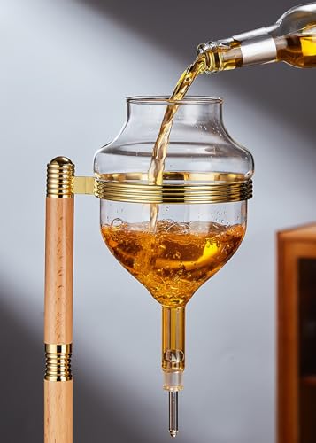 RODIETO Glass Whiskey Dispenser with Ice Chilled Inner Tank - Multi-Purpose Sake & Liquor Jug for Parties, Cold Hot Drinks, 750ml
